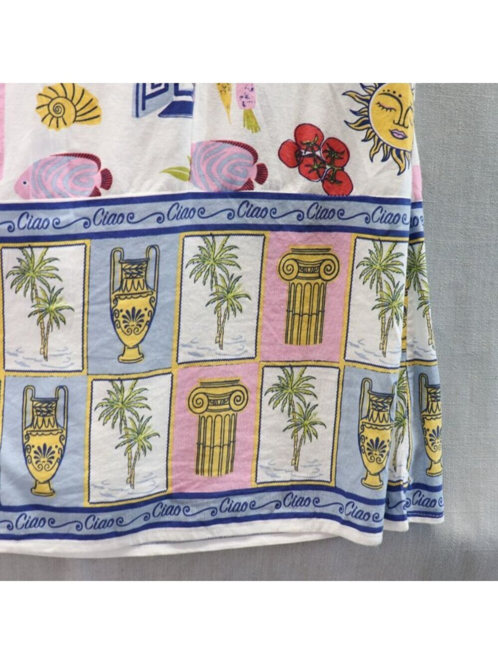 Japna Mediterranean Tile Print Dress Medium Strapless Tie Back Ciao Lobster Sun - Picture 9 of 15